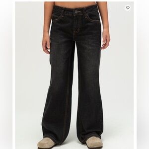 RSQ Girls Low Rise Wide Leg Jeans size 12 black washed